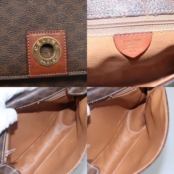 CELINE Macadam Canvas Shoulder Bag Pvc Brown Gold - Picture 11 of 12